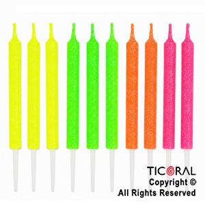 VELA LISA GIBREADA FLUO NEON CON PINCHE X 10